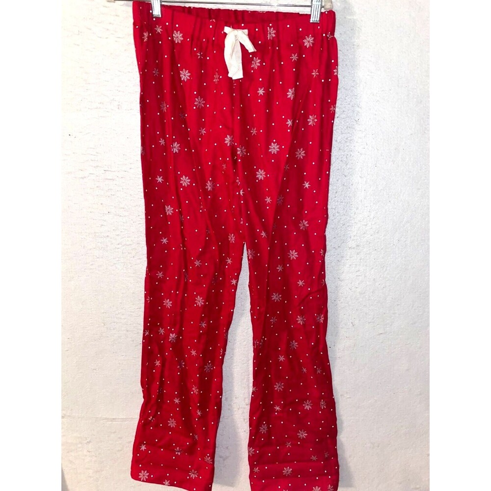 Lands End Flannel Pajama Pants XS 2-4 women's red Christmas Snowflake Holiday
